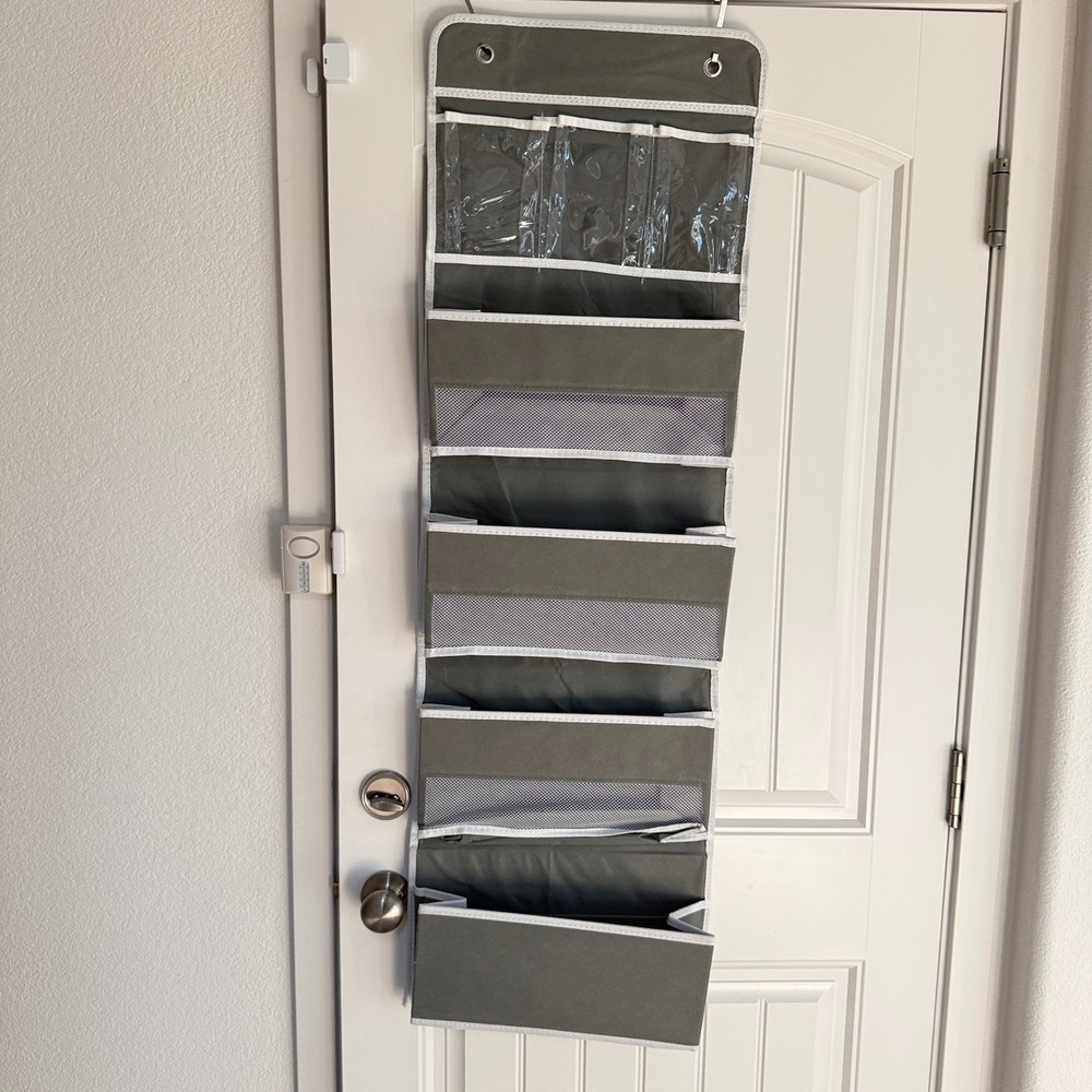 Gray Over The Door Organizer 16 Pocket Storage Hanging Closet Wall